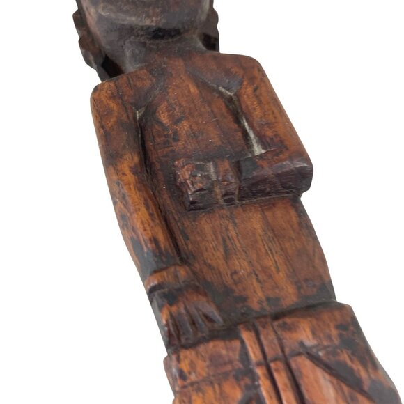 Hand-Carved Tribal Wooden Figurine Sculpture 12" Tall Unique Ethnic Art Decor - Picture 10 of 12
